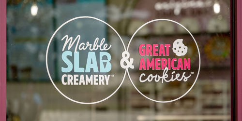 Marble Slab Creamery and Great American Cookies door